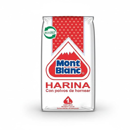 Harina Blanca Mont Blanc Con Polvos de Hornear - Bolsa de 1 Kilo
