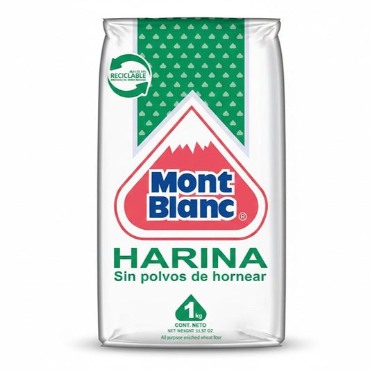 Harina Blanca Mont Blanc Sin Polvos de Hornear - Envase de 1 Kilo
